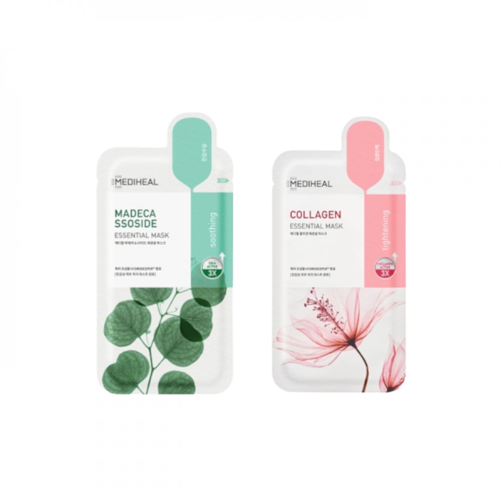 Mediheal - Collagen Essential Mask - 10pcs + Madecassoside Essential Mask - 10pcs Set