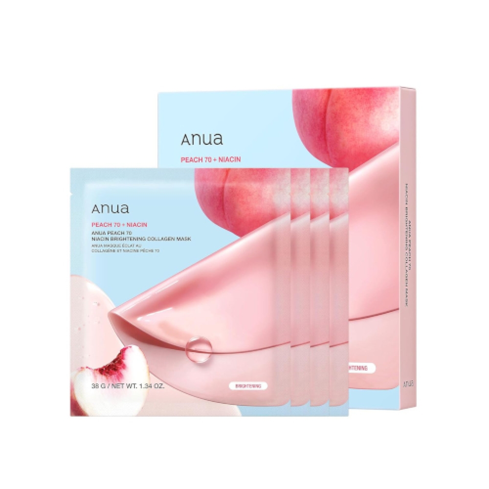 ANUA - Peach 70 Niacin Brightening Collagen Mask - 4pcs
