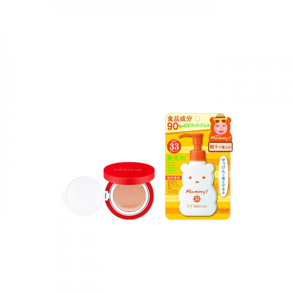 ISEHAN - Kiss Me Mommy UV Mild Gel SPF33 PA+++ - 100ml X MISSHA - Velvet Finish Cushion SPF50+ PA+++ - 15g - 23