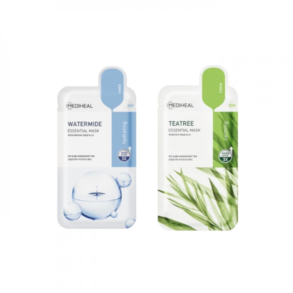 Mediheal - Watermide Essential Mask - 10pcs + Teatree Essential Mask - 10pcs Set