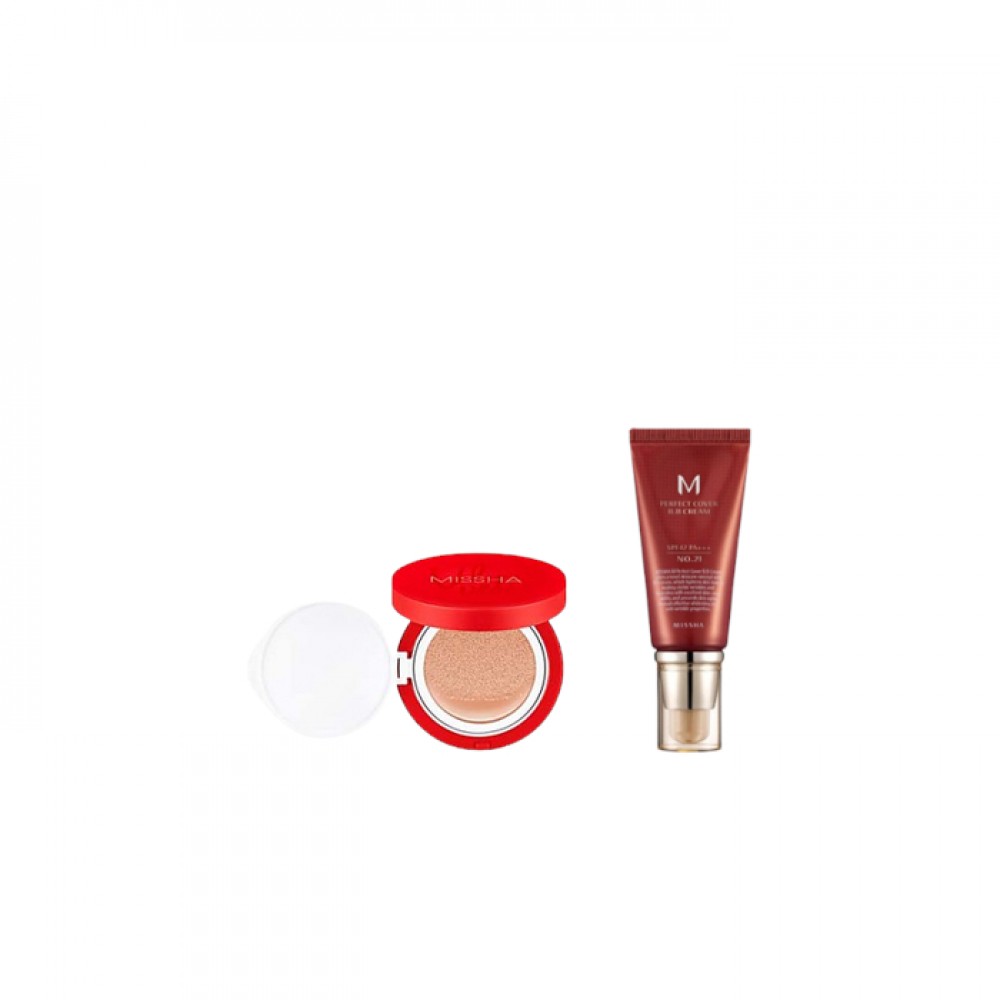 MISSHA - M Perfect Cover BB Cream - 50ml - #21 Light Beige X MISSHA - Velvet Finish Cushion SPF50+ PA+++ - 15g - 21