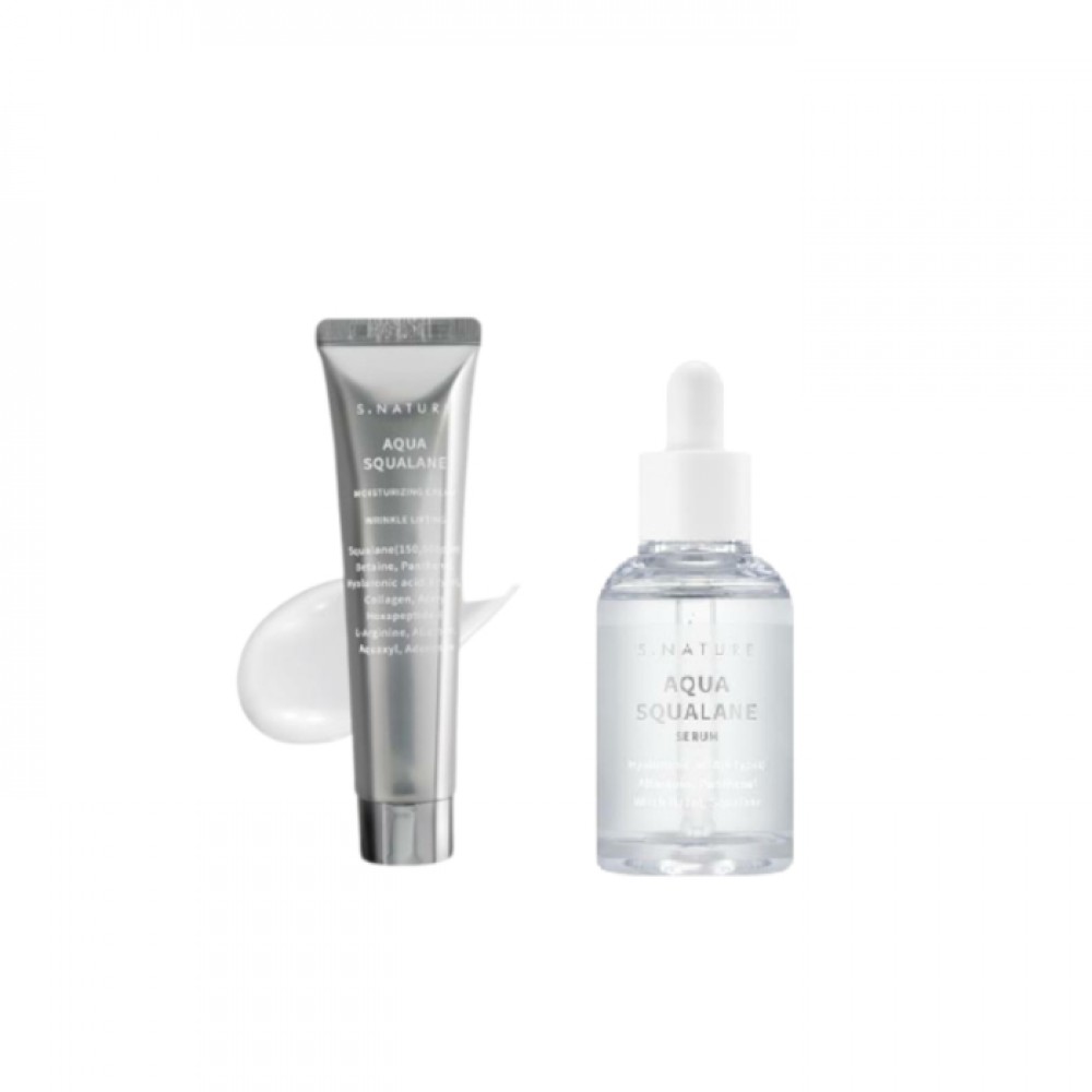 S.NATURE - Aqua Squalane Serum - 50ml + Aqua Squalane Moisturizing Cream - 60ml Set