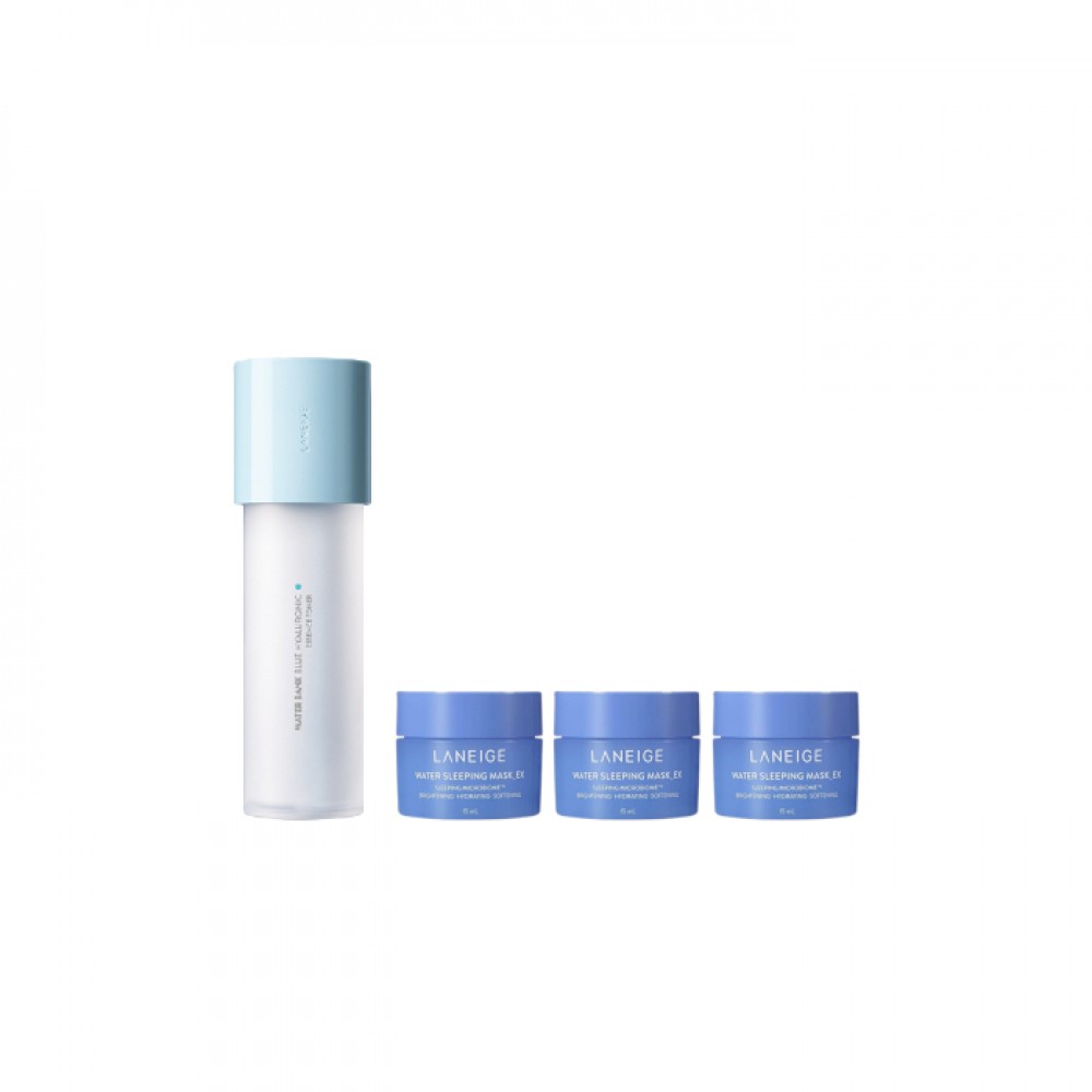 LANEIGE - Water Bank Blue Hyaluronic Essence Toner For Combination To Oily Skin - 160ml (1ea) + Water Sleeping Mask EX - 15ml (3ea) Set