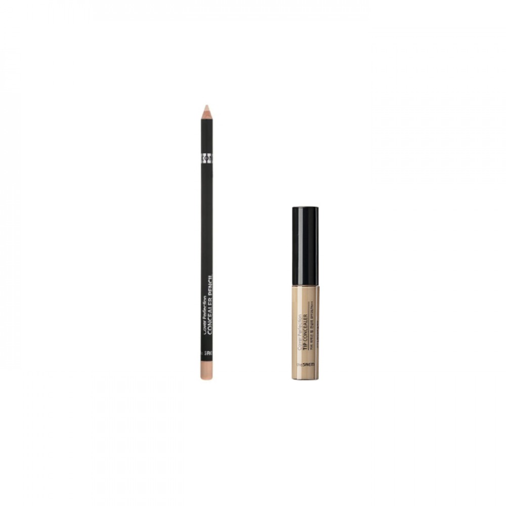 The Saem - Cover Perfection Concealer Pencil - 1.4g & Tip Concealer- 2.0 Rich Beige (1ea) Set