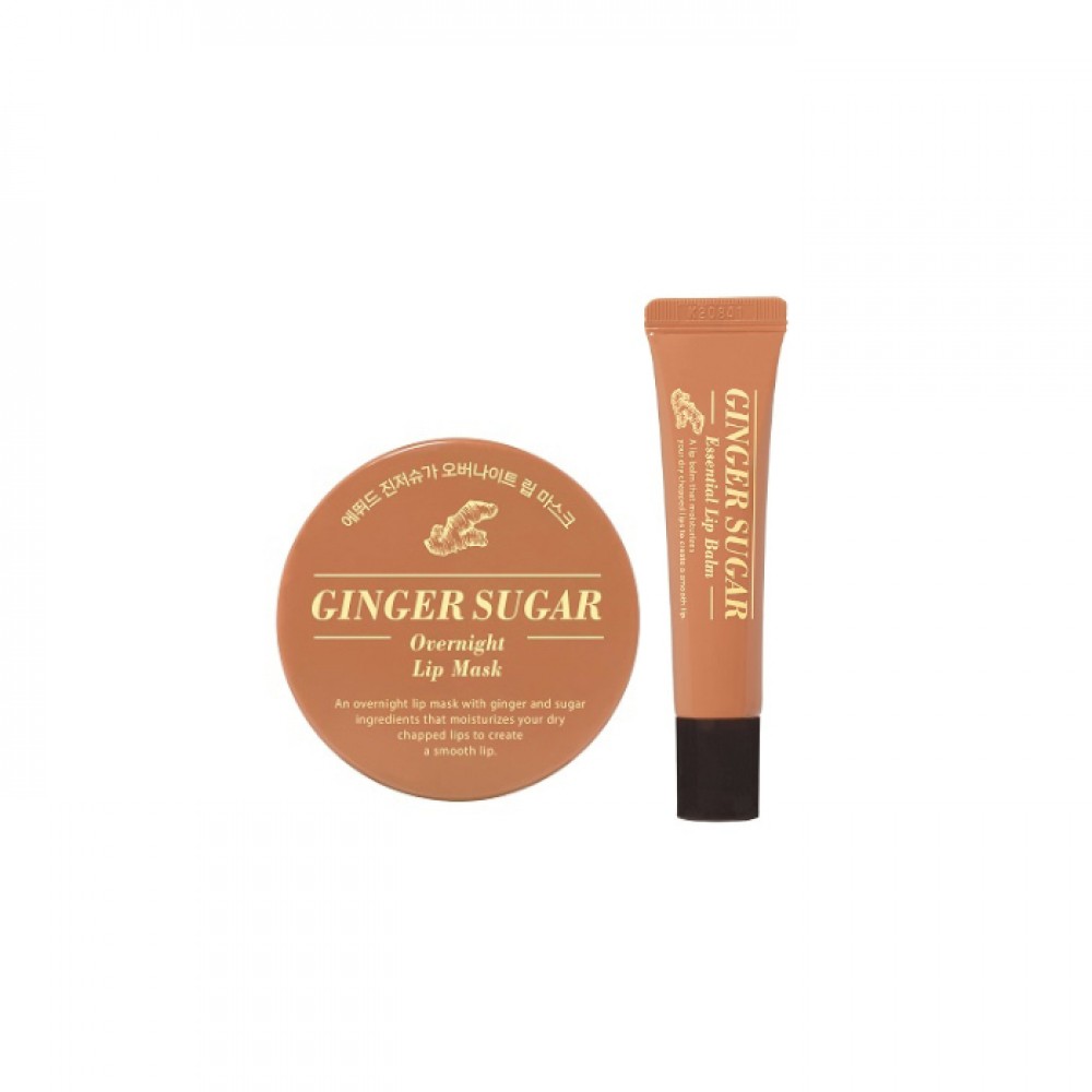 ETUDE - Ginger Sugar Overnight Lip Mask - 23g (1ea) Set + Ginger Sugar Essential Lip Balm - 15ml (1ea) Set