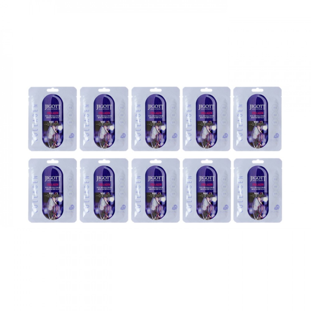 Jigott - Real Ampoule Mask Collagen - 10pcs Set