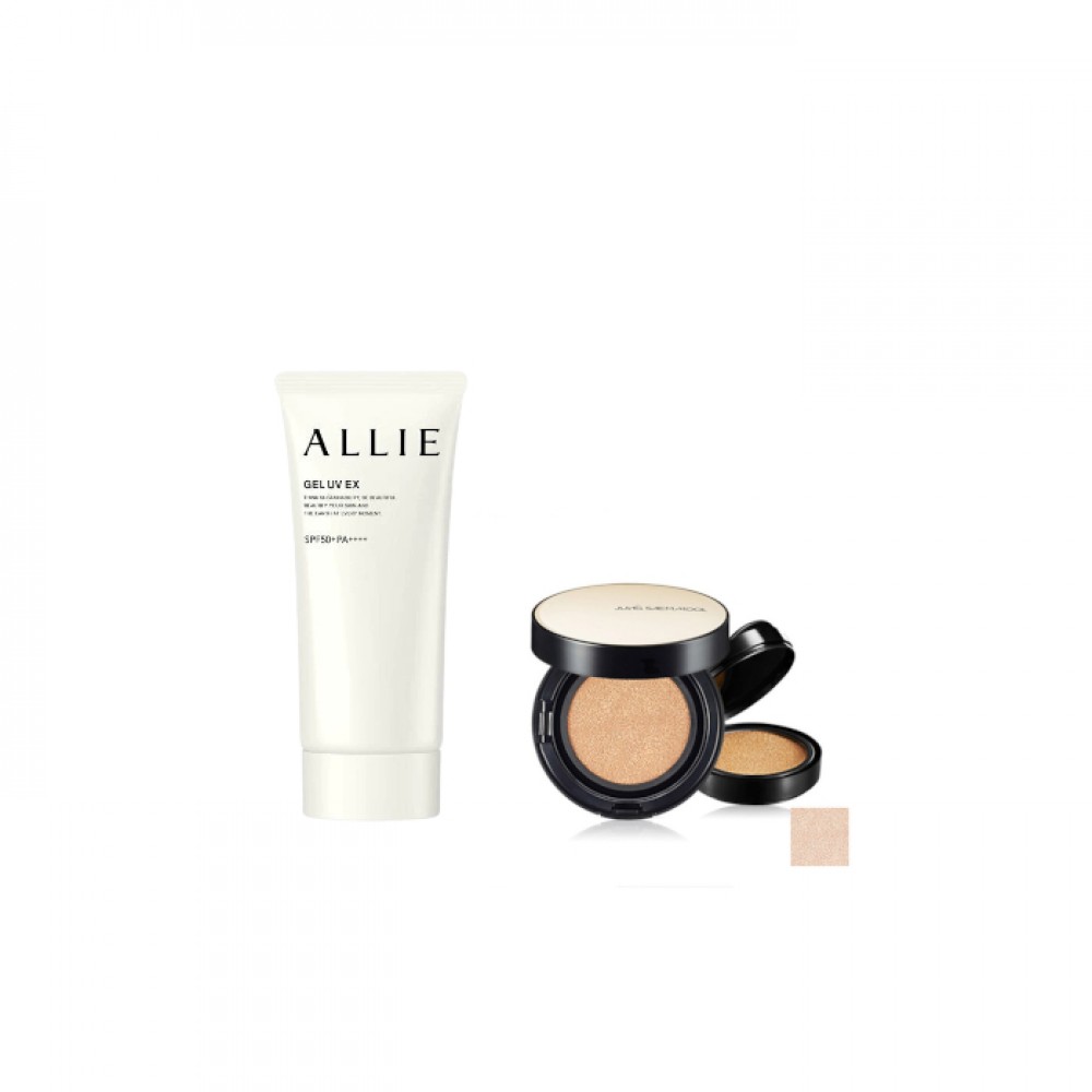 Kanebo - Allie Gel UV EX SPF50+ PA++++ - 90g (New Version of ALLIE - Extra UV Gel SPF50+ PA++++ - 90g) X Jung Saem Mool - Essential Skin Nuder Long Wear Cushion - 14g+14g - Fair Light