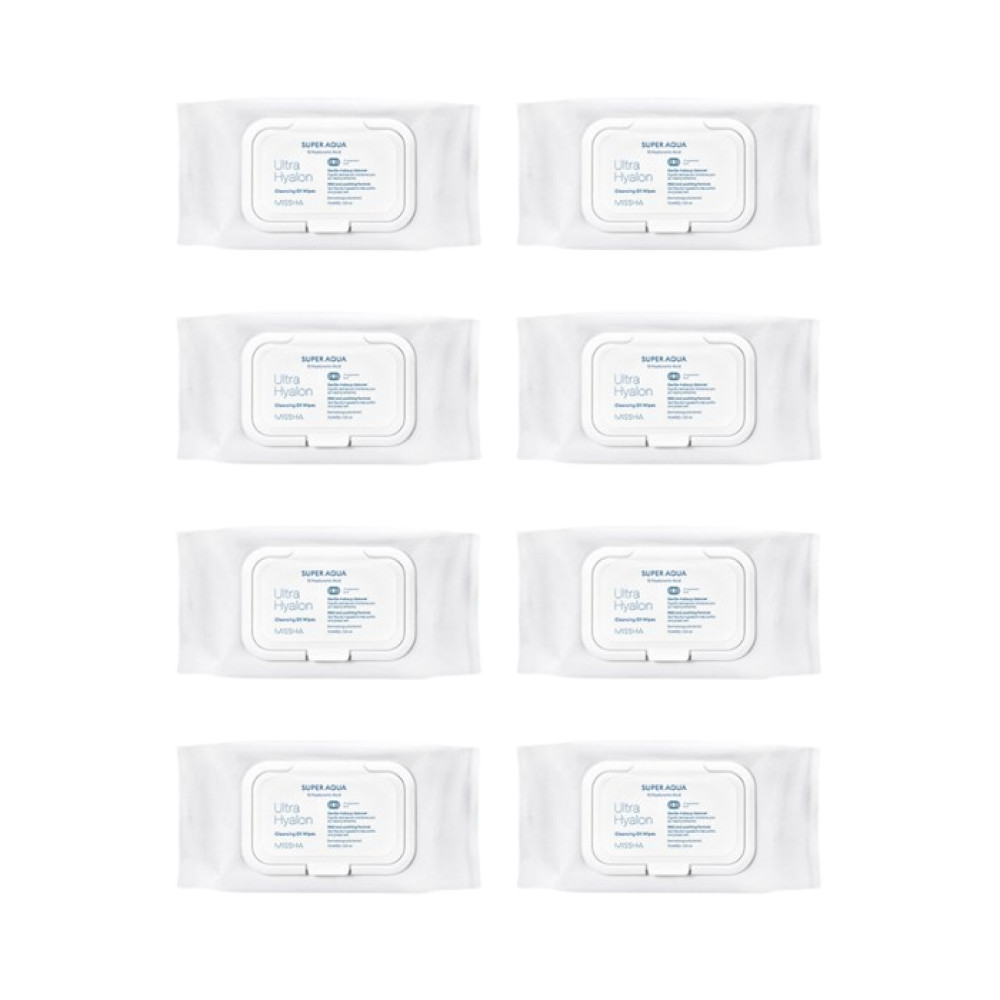 MISSHA - Super Aqua Ultra Hyalron Cleansing Oil Wipes (Jumbo Size) - 1pack (70pcs) (8ea) Set