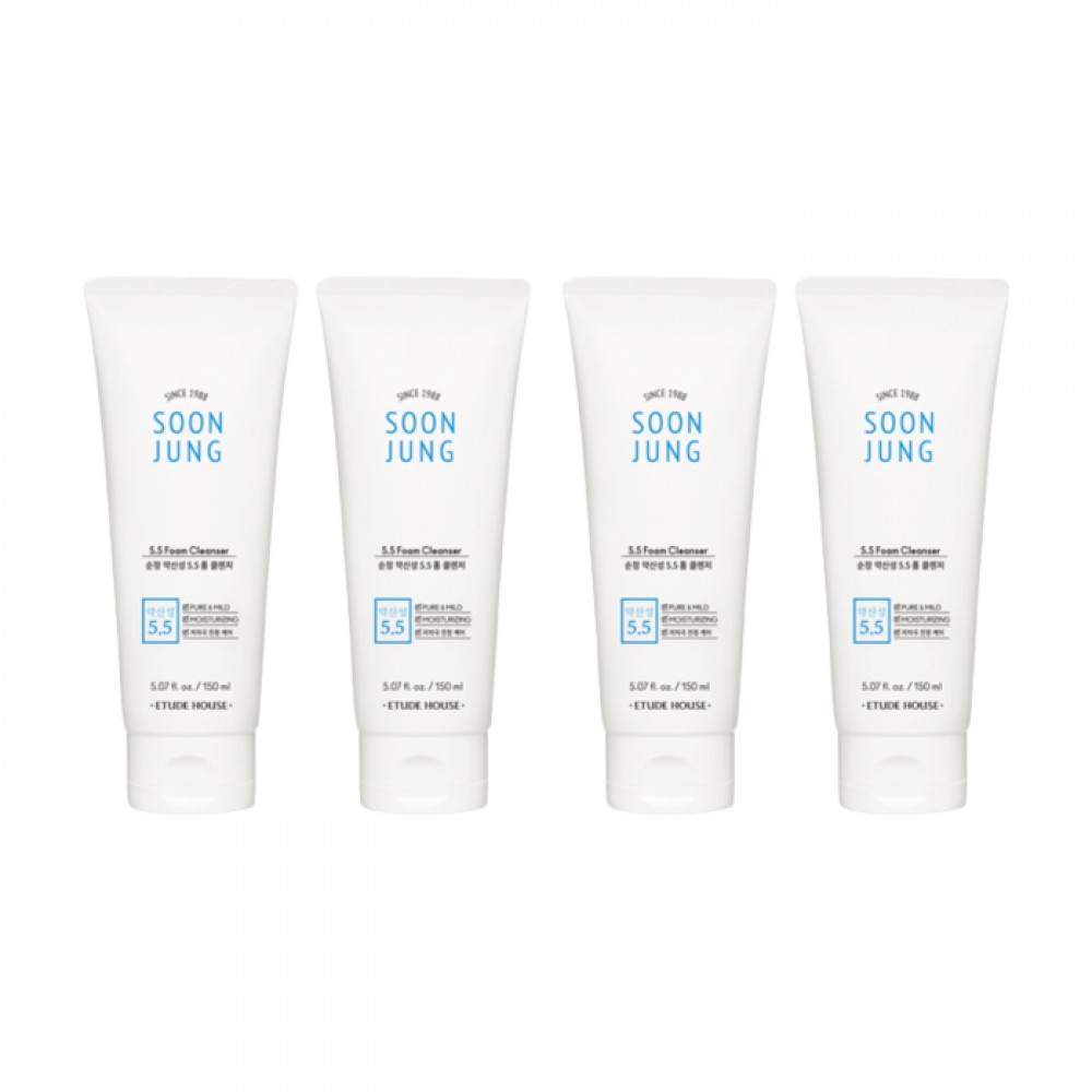 ETUDE - Soon Jung 5.5 Foam Cleanser - 150ML - White (4ea) Set