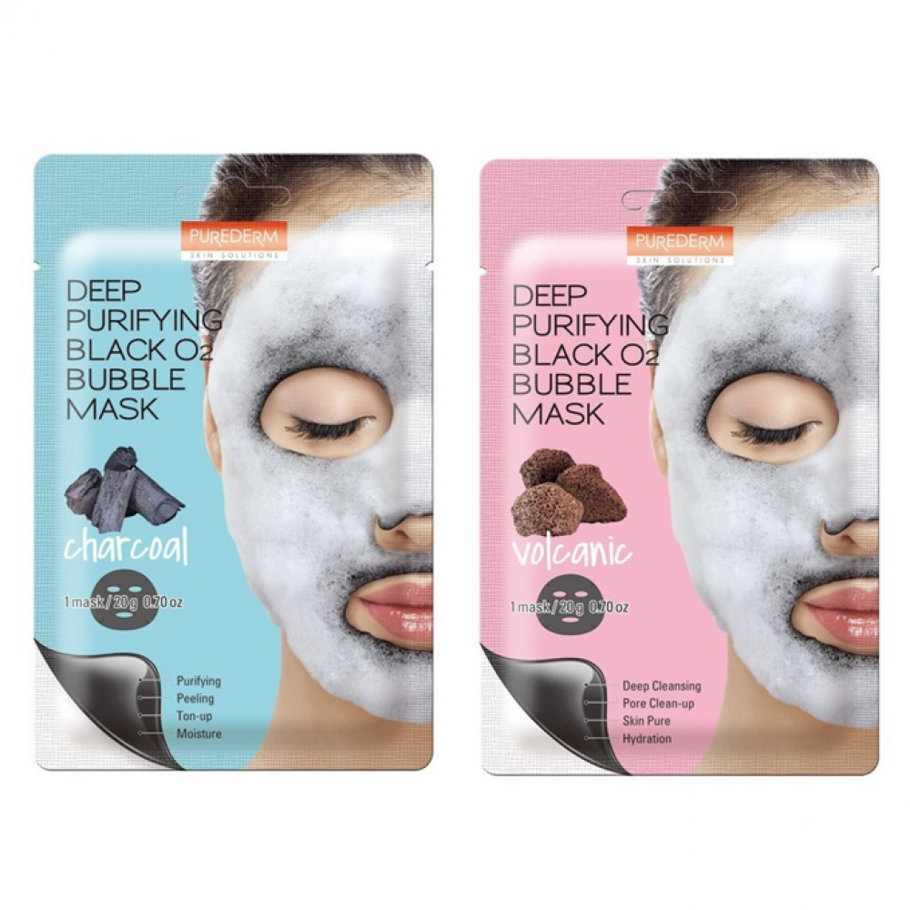 PUREDERM - Deep Purifying Black O2 Bubble Mask