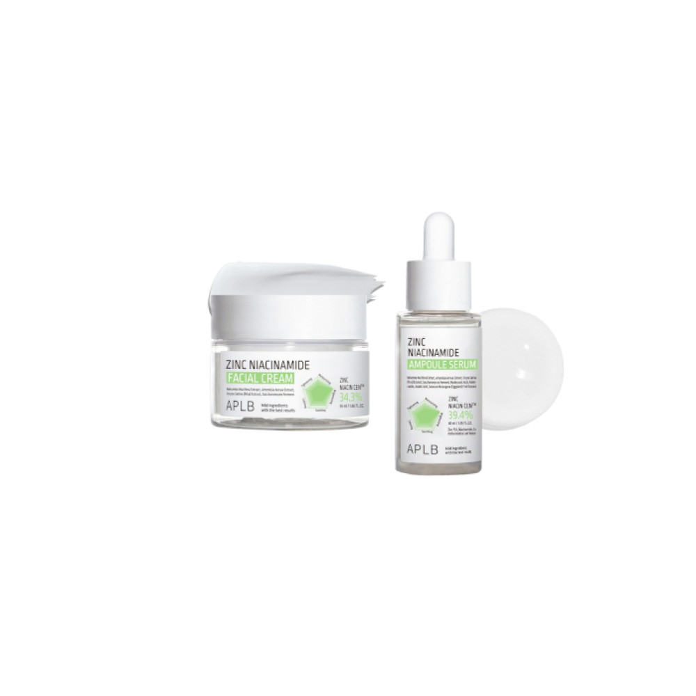 APLB - Zinc Niacinamide Ampoule Serum - 40ml & Facial Cream - 55ml Set