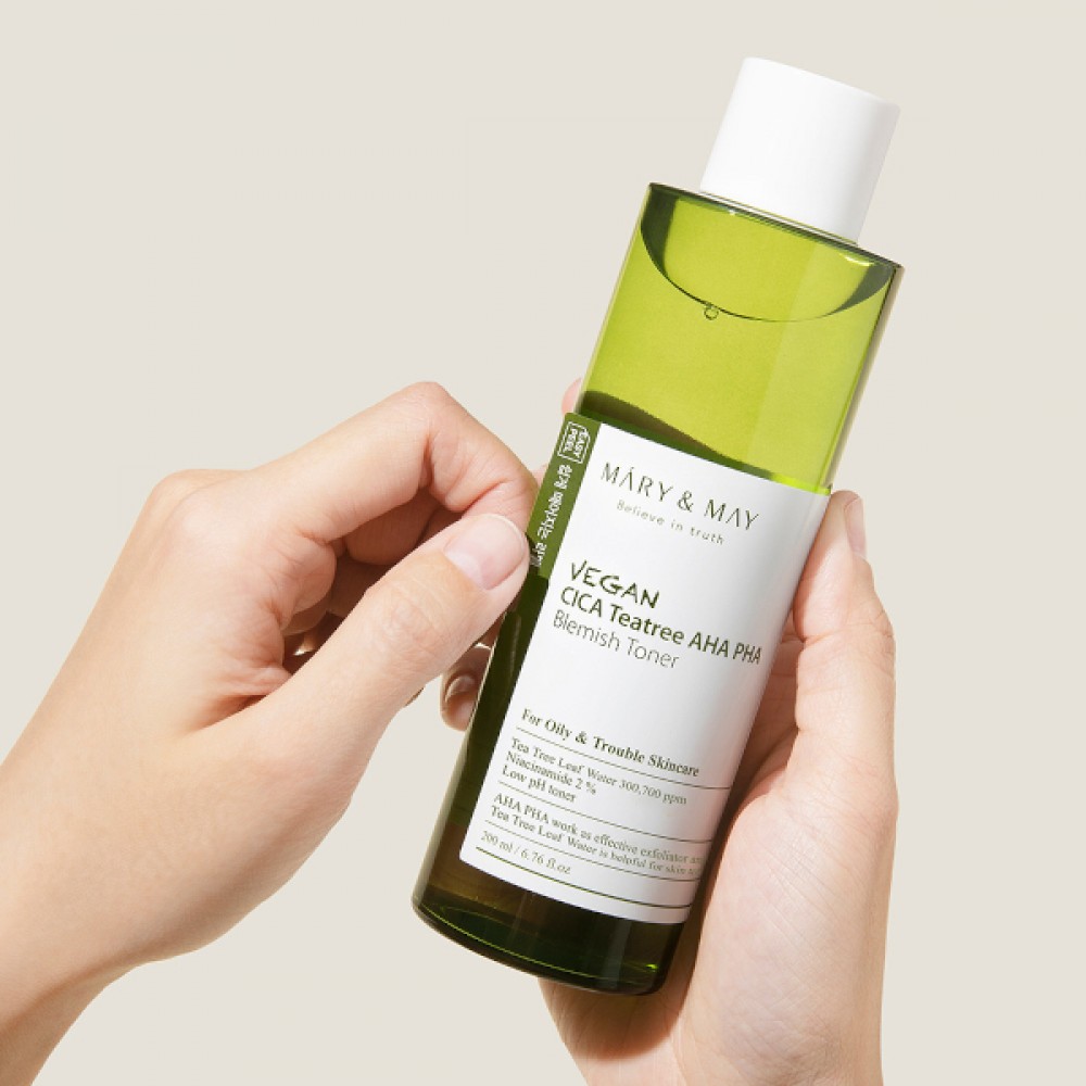 Mary&May - Vegan CICA Teatree AHA PHA Blemish Toner - 200ml