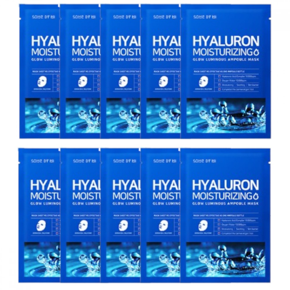 SOME BY MI - Hyaluron Moisturizing Glow Luminous Ampoule Mask (Water) - 10pcs
