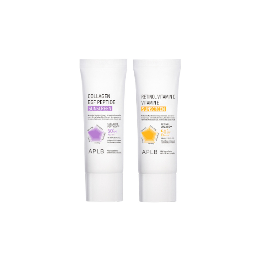 APLB - Retinol Vitamin C Vitamin E & Collagen EGF Peptide Sunscreen SPF50+ PA++++ - (40ml*2pcs) Set