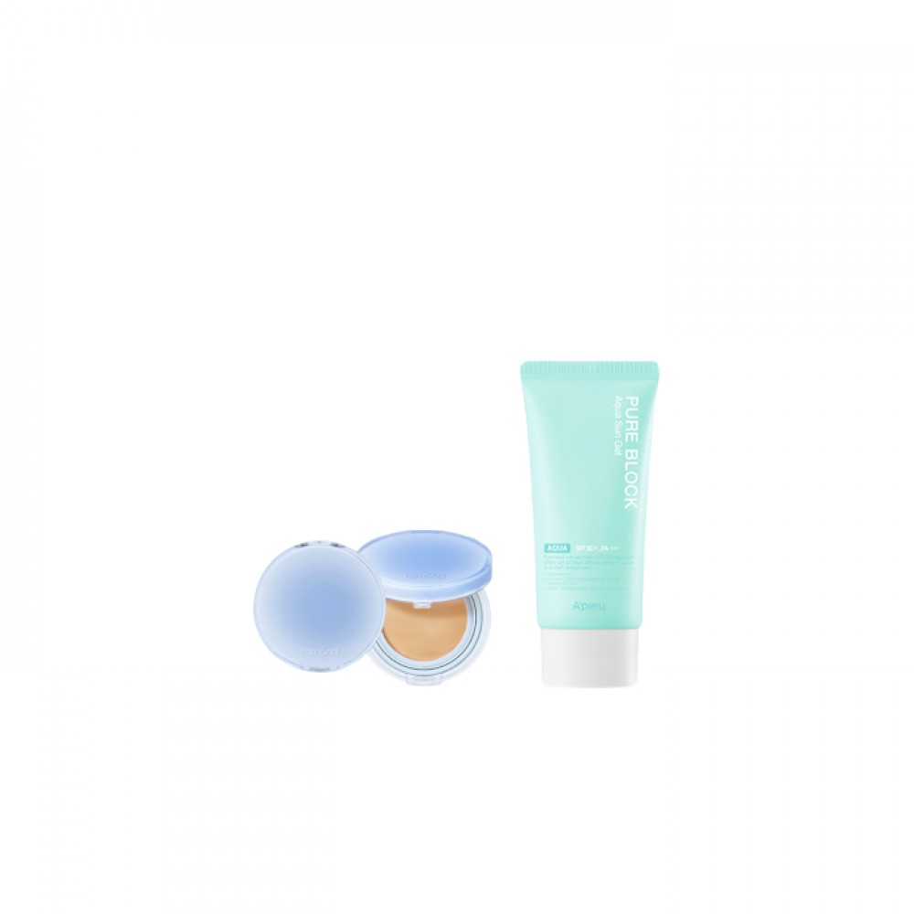 A'PIEU - Pure Block Aqua Sun Gel SPF50+ PA+++ X Romand - Bare Water Cushion - 20g - 25 Sand