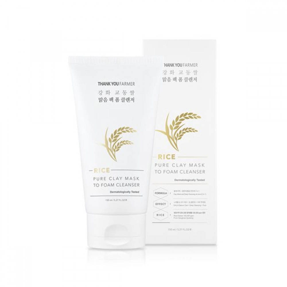 THANK YOU FARMER - Rice Pure Clay Mask to Foam Cleanser - 150ml
