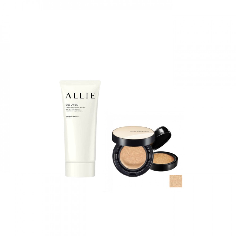Kanebo - Allie Gel UV EX SPF50+ PA++++ - 90g (New Version of ALLIE - Extra UV Gel SPF50+ PA++++ - 90g) X Jung Saem Mool - Essential Skin Nuder Cushion - 14g+14g - Light