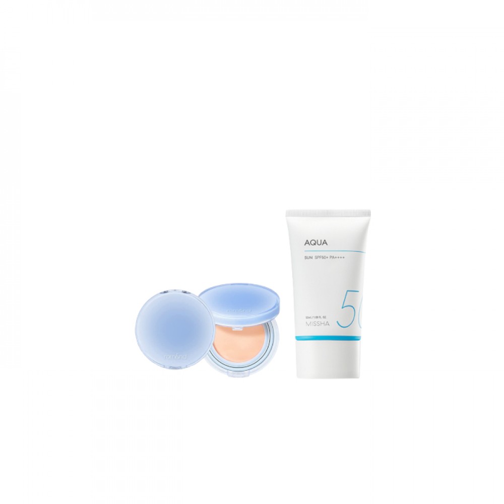 MISSHA - All-Around Safe Block Aqua Sun SPF50+ PA++++ (New version of All-Around Safe Block Aqua Sun Gel ) - 50ml X Romand - Bare Water Cushion - 20g - 21 Pure