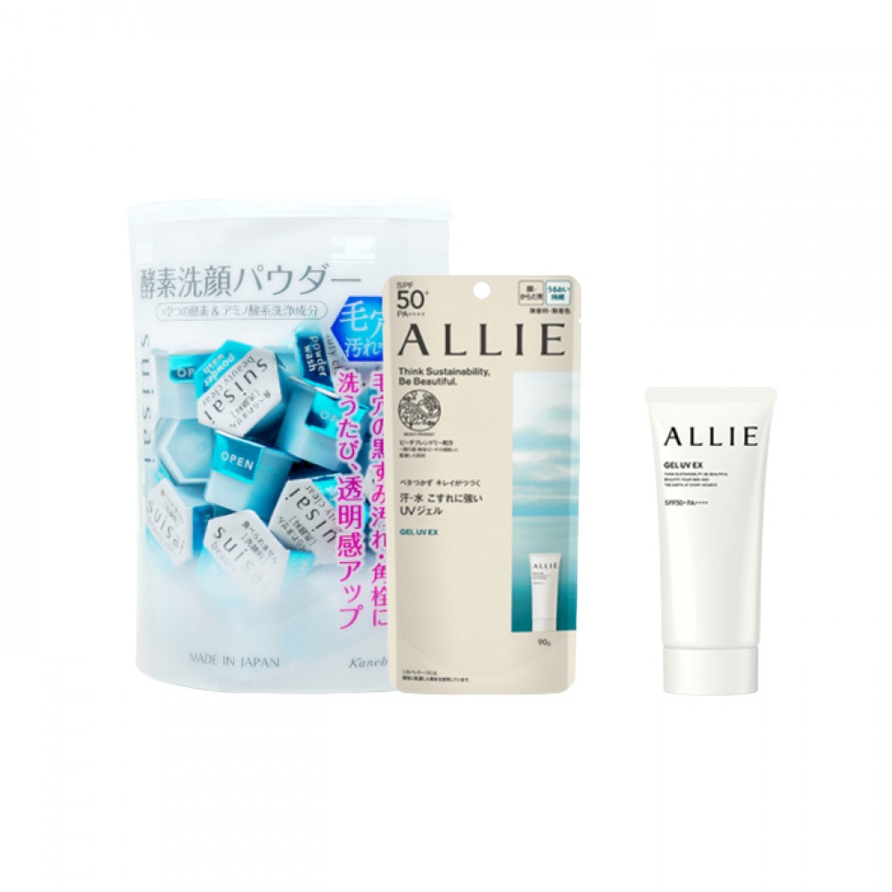 Kanebo - Allie Gel UV EX SPF50+ PA++++ X Suisai Beauty Clear Powder Wash