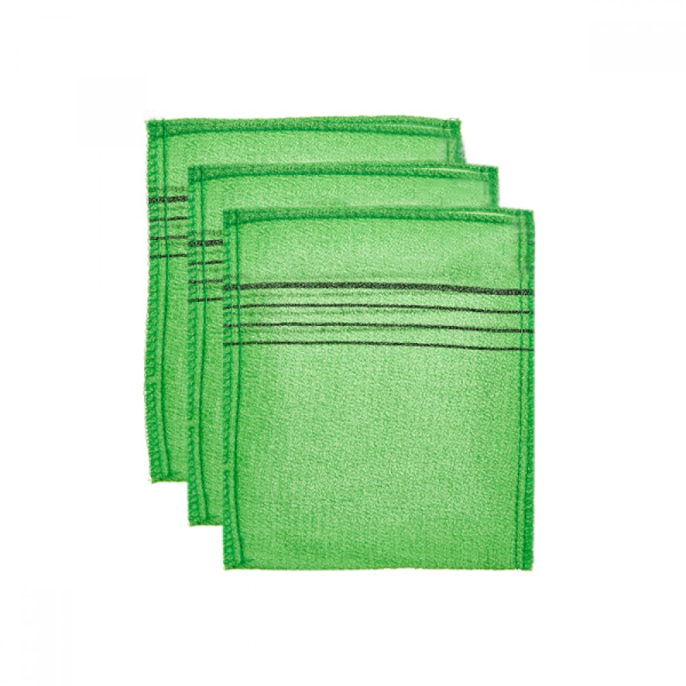 Sungbo Cleamy - Genuine Korean Exfoliating Bath Washcloth - Green - 3pcs