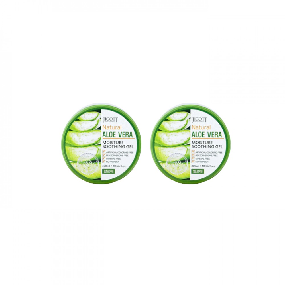 Jigott - Natural Aloe Vera Moisture Soothing Gel - 300ml (2ea) Set