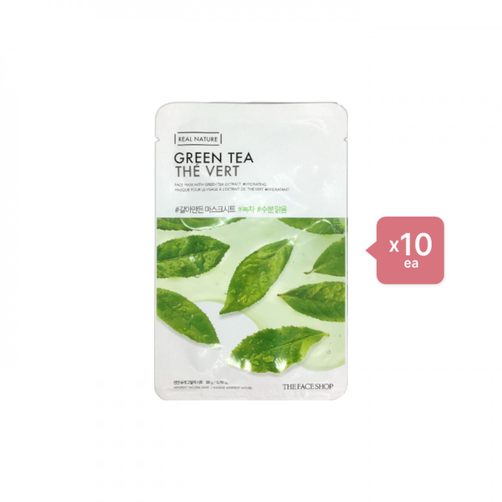 THE FACE SHOP - Real Nature Face Mask - Green Tea - 1pc (10ea) Set