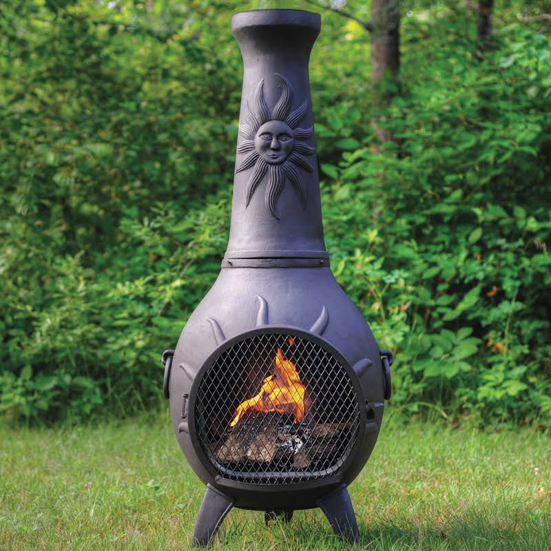 The Blue Rooster Sun Chiminea in Charcoal