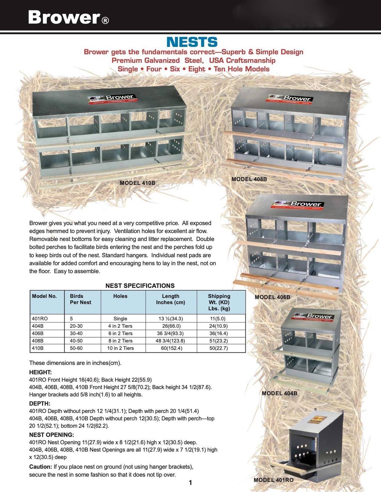 Brower 410b Galvanized 10-Hole Poultry Nest Box for Up to 60 Hens, Easy Assembly, Durable