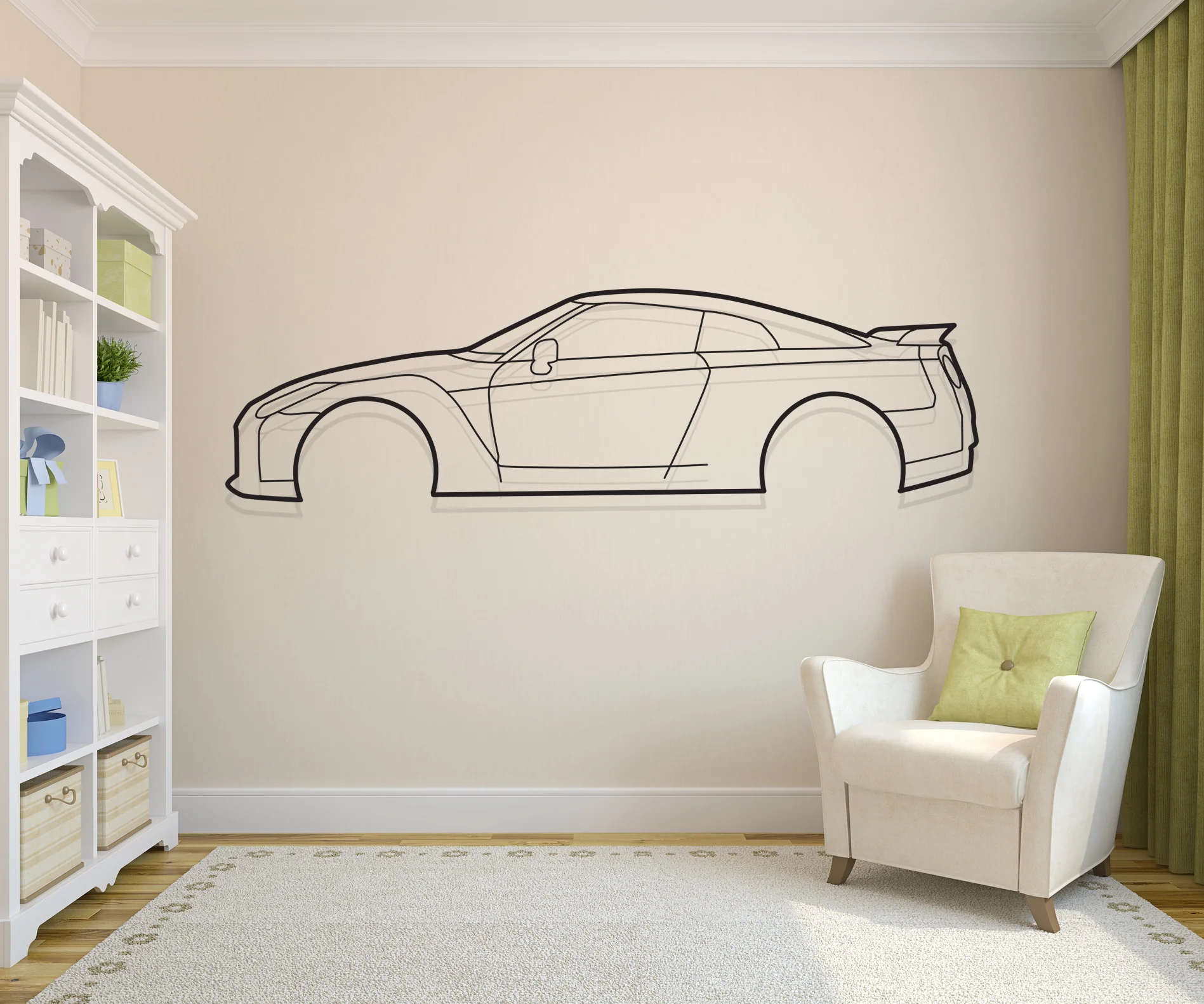 R35 GTR Car Silhouette Metal Art