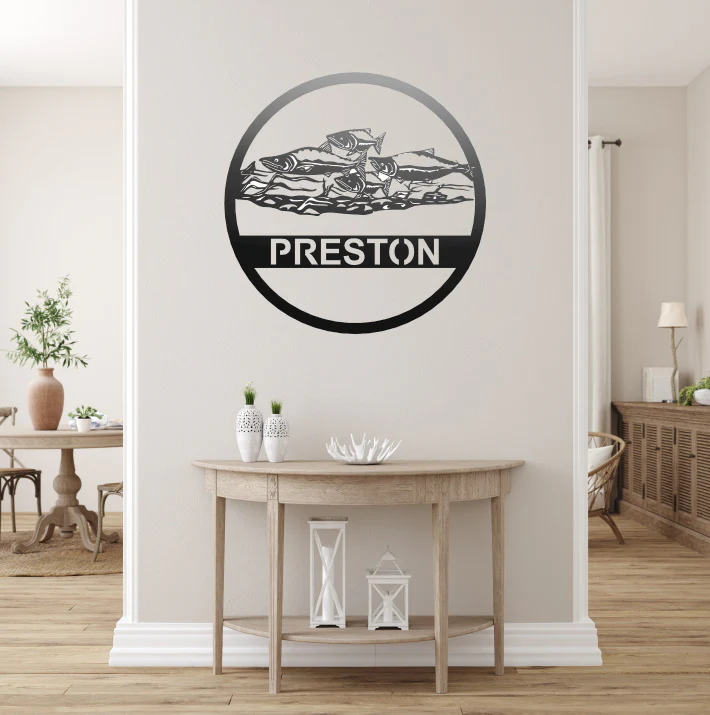 Swimming Fish Family Sign