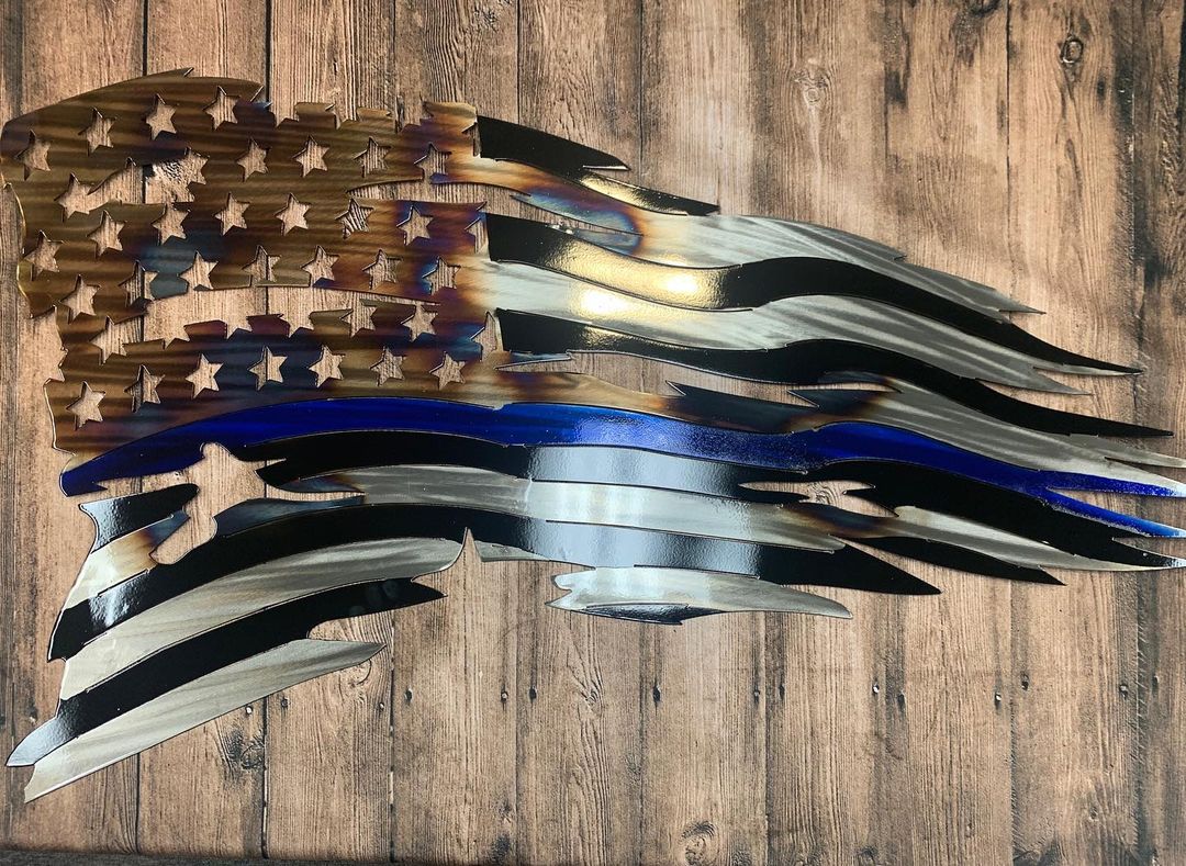 Tattered Thin Blue Line Flag