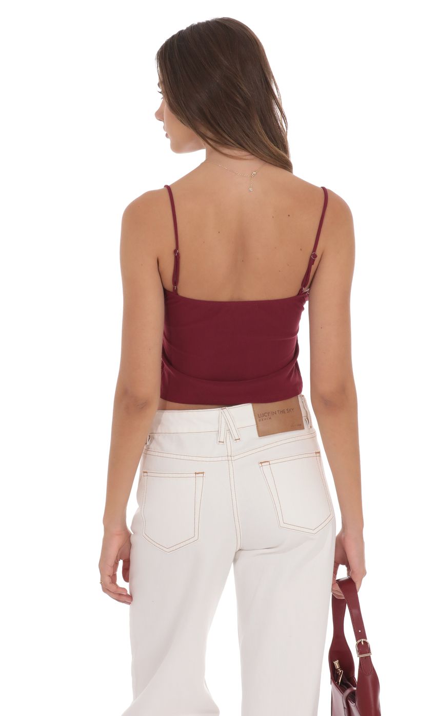 Mesh Front Tassel Top in Red