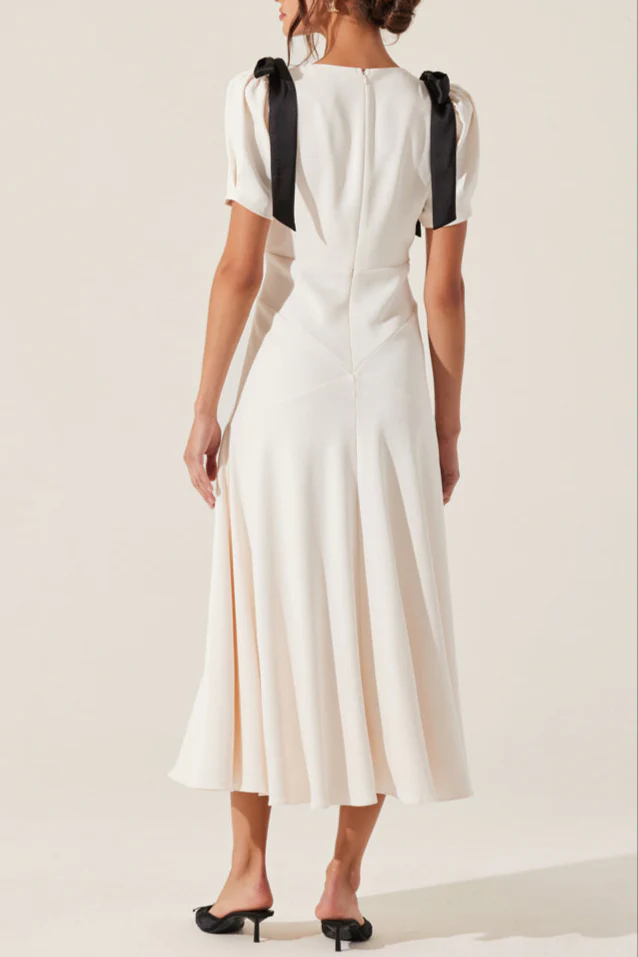 ASTR Ciela Bow Puff  Sleeve A Line Maxi Dress