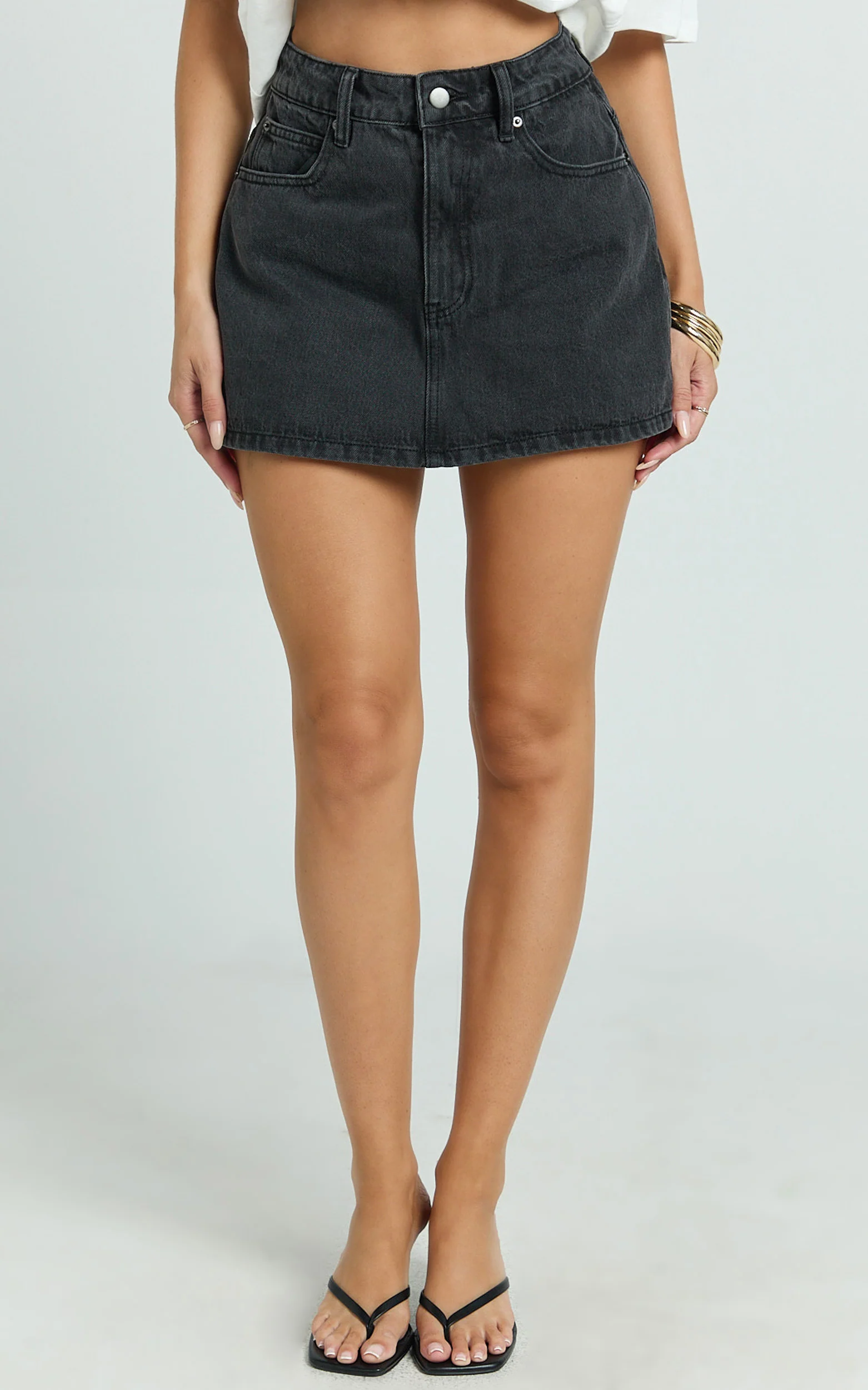 Harriet Skort - Mid Waisted Recycled Denim Skort in Black