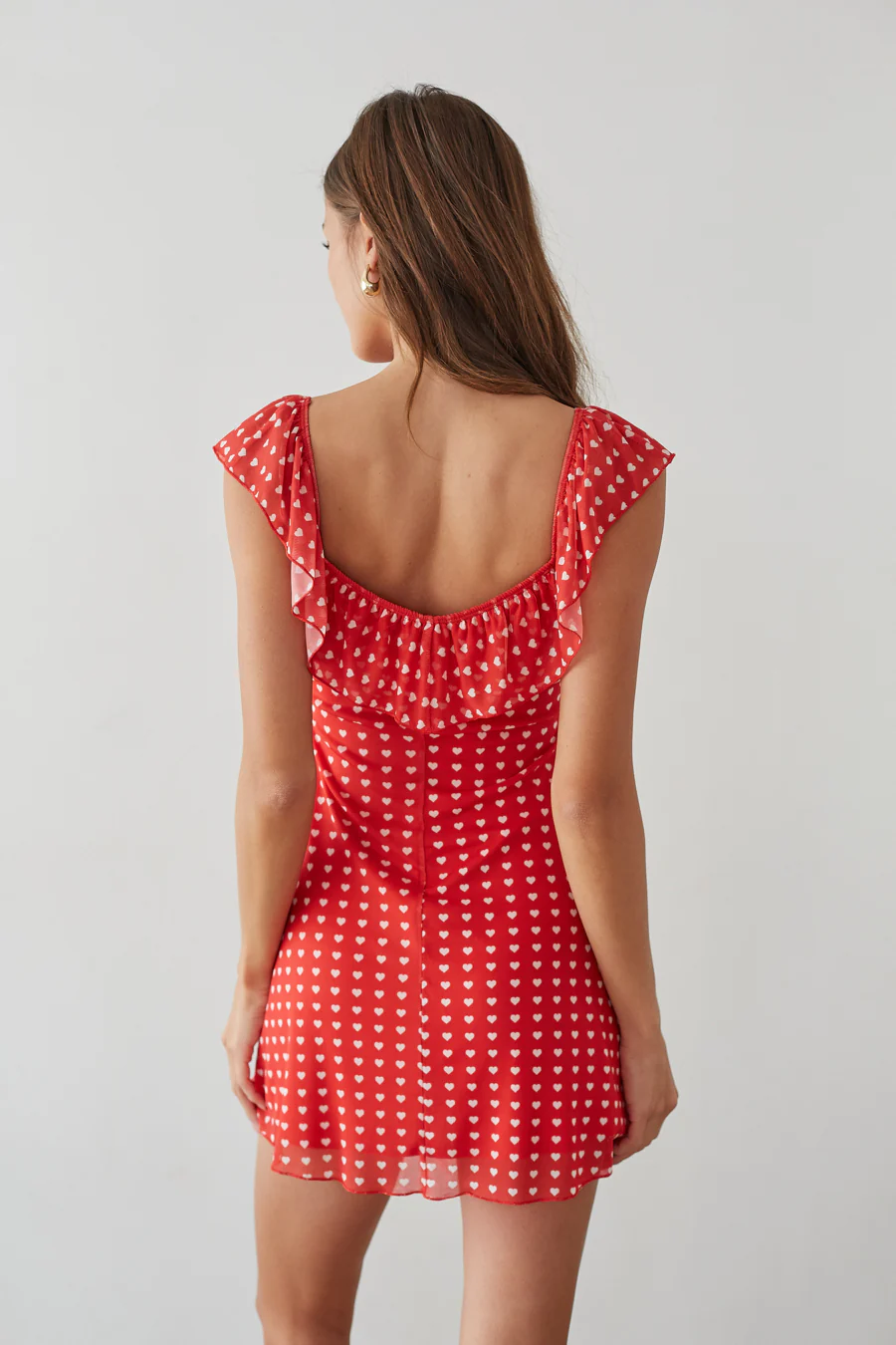 Enid Ruffle Sweetheart Heart Mini Dress