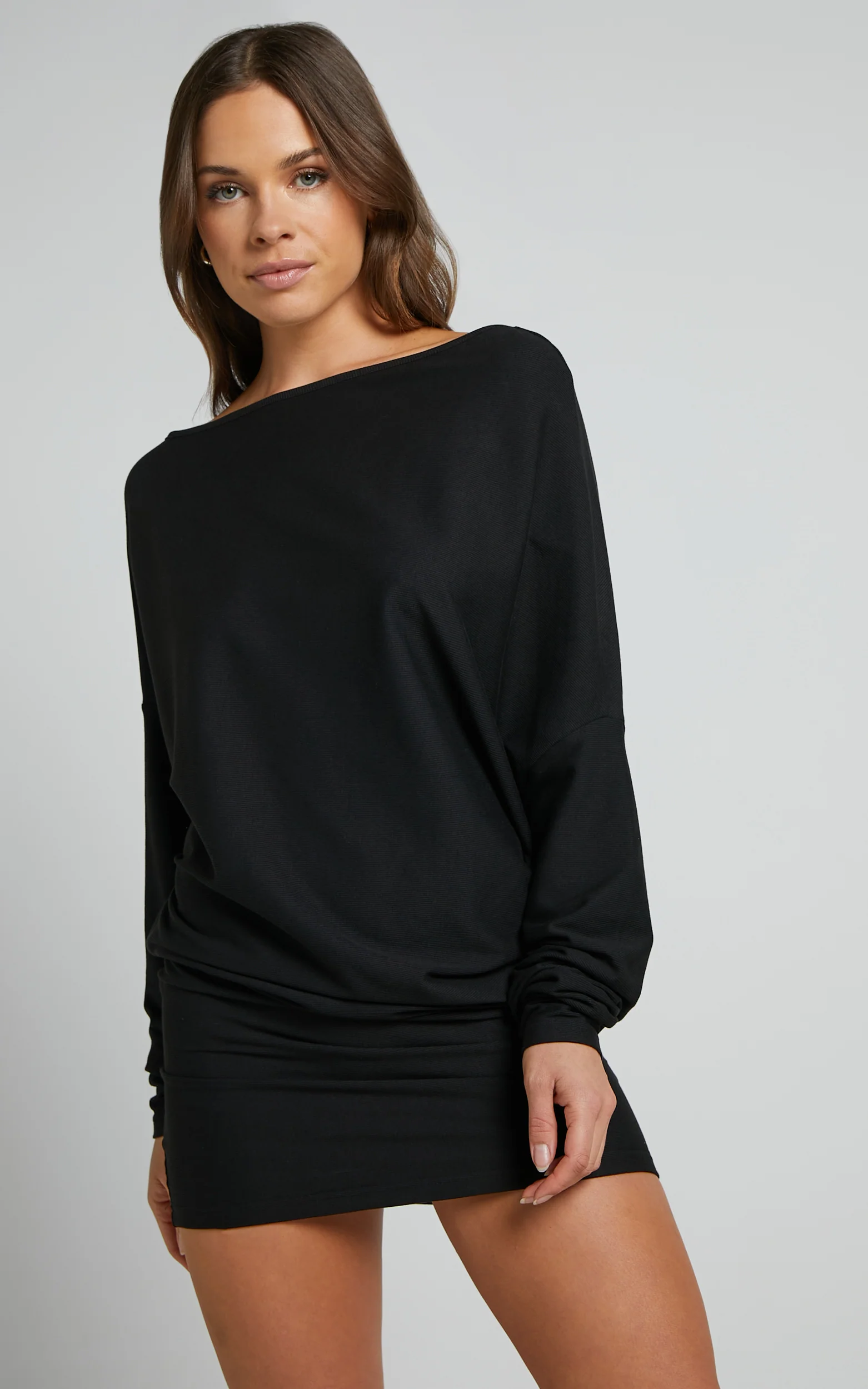 Fermina Mini Dress - Long Sleeve Bodycon Dress in Black