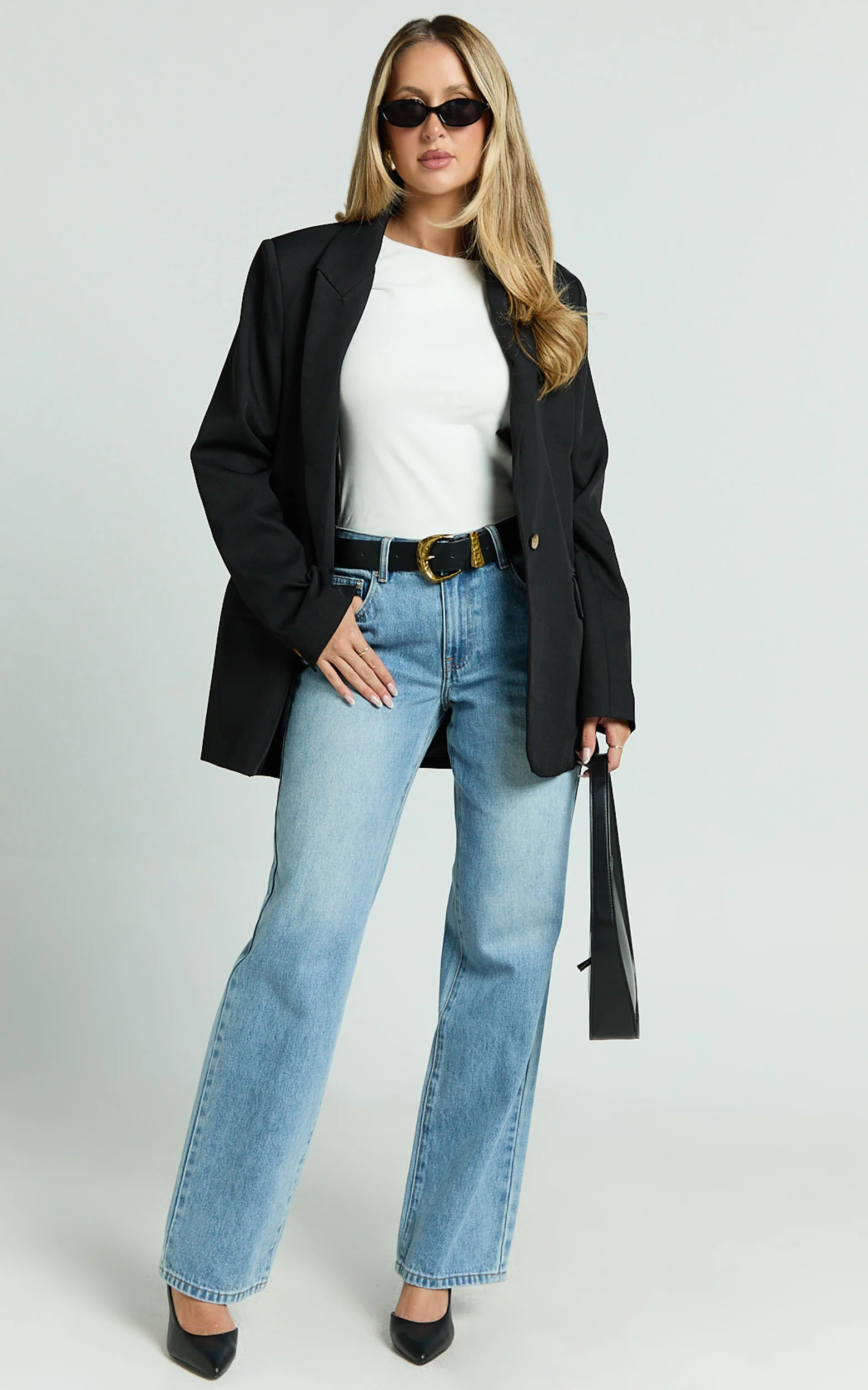 Caralina Blazer - Oversized Single Breasted Blazer in Black