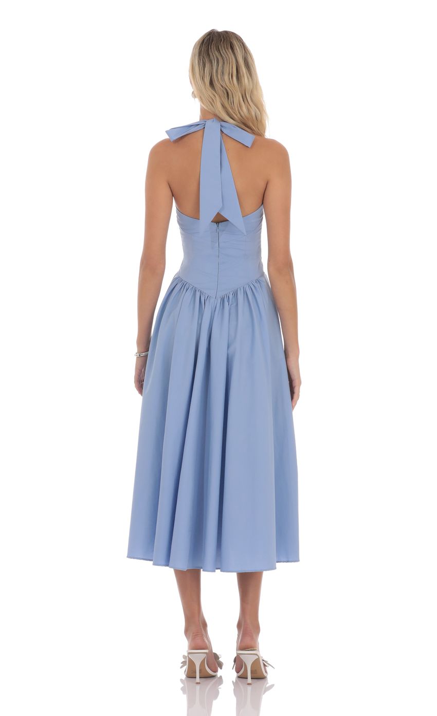 Halter Midi Dress in Light Blue