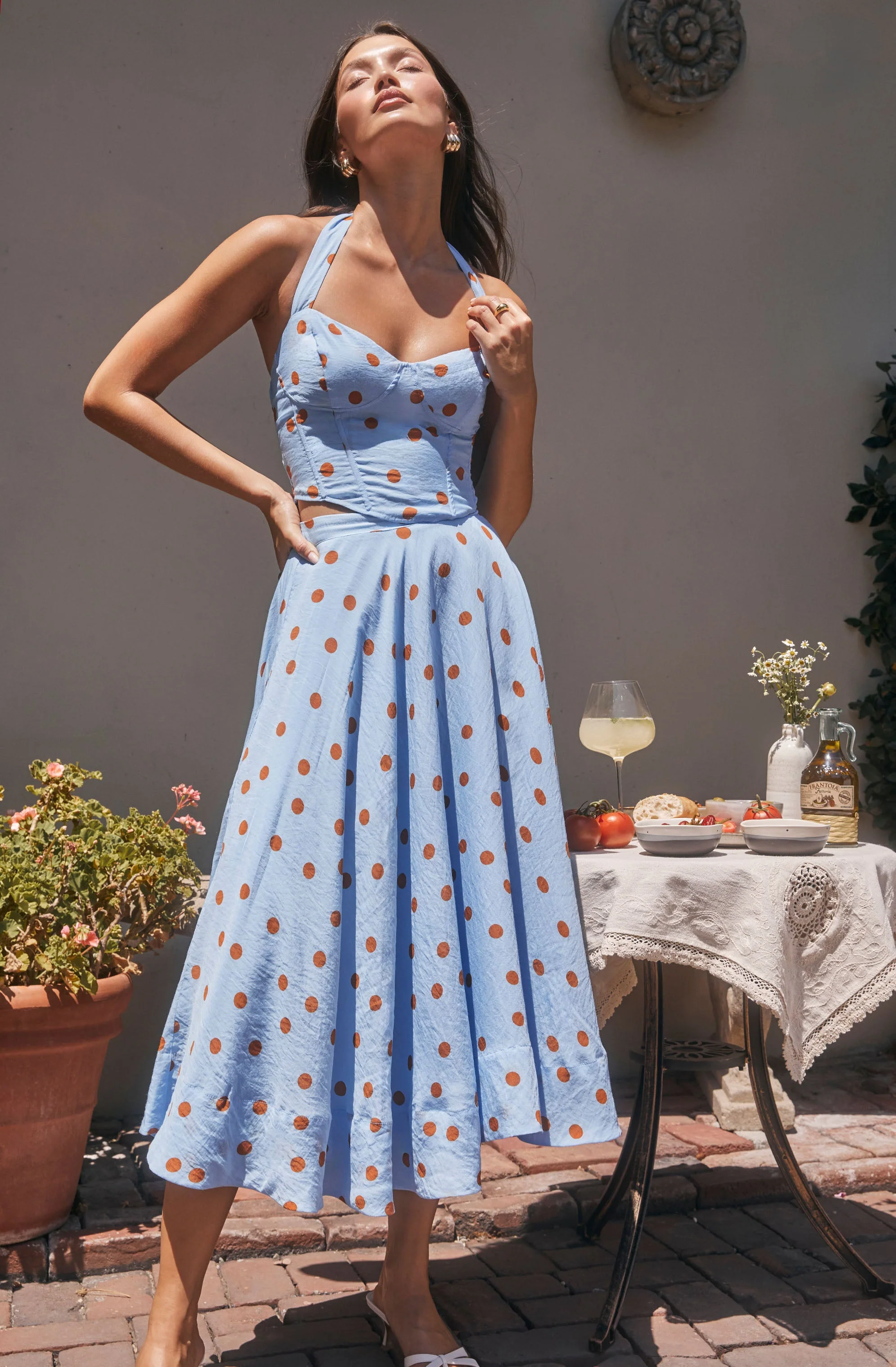 Janie Polka Dot Midi Skirt