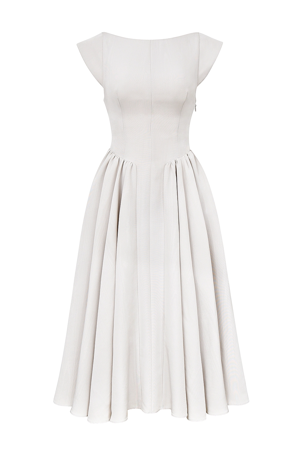 French Dove Moire Satin Backless Midi Dress
