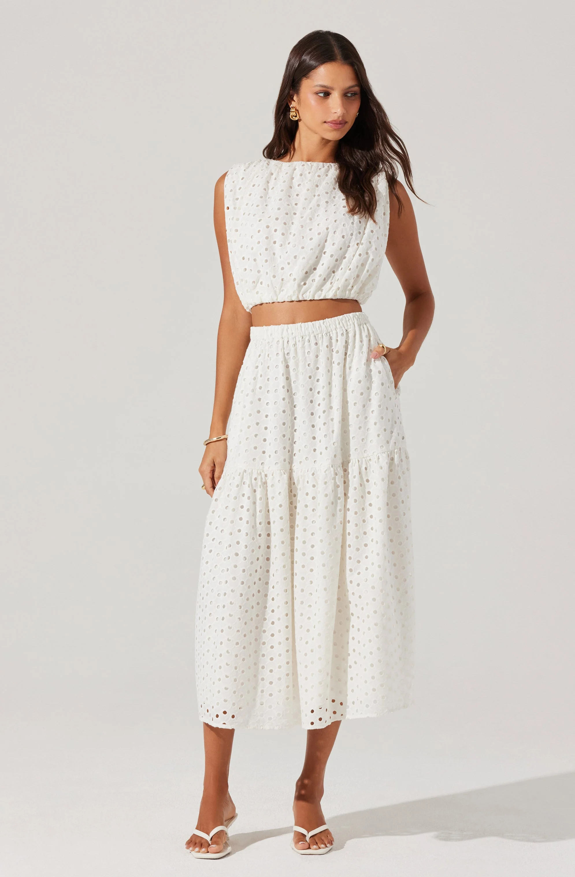 Nalley Eyelet Midi Skirt
