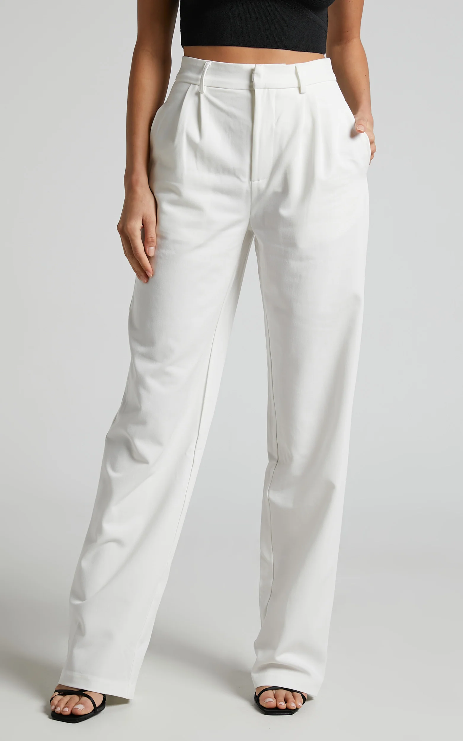 Lorcan Pants - High Waisted Tailored Pants in White