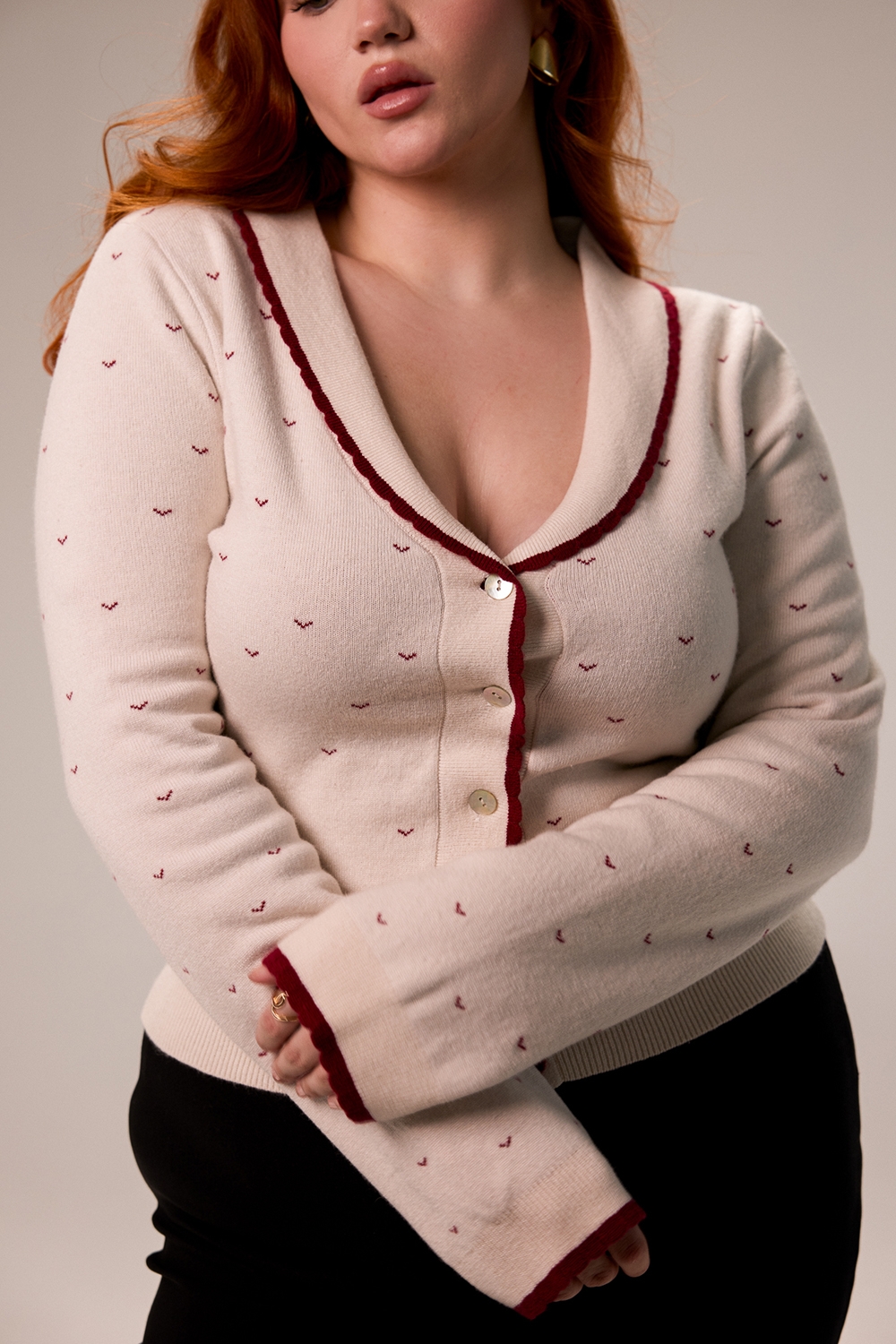 Ivory Cashmere Blend Trimmed Cardigan