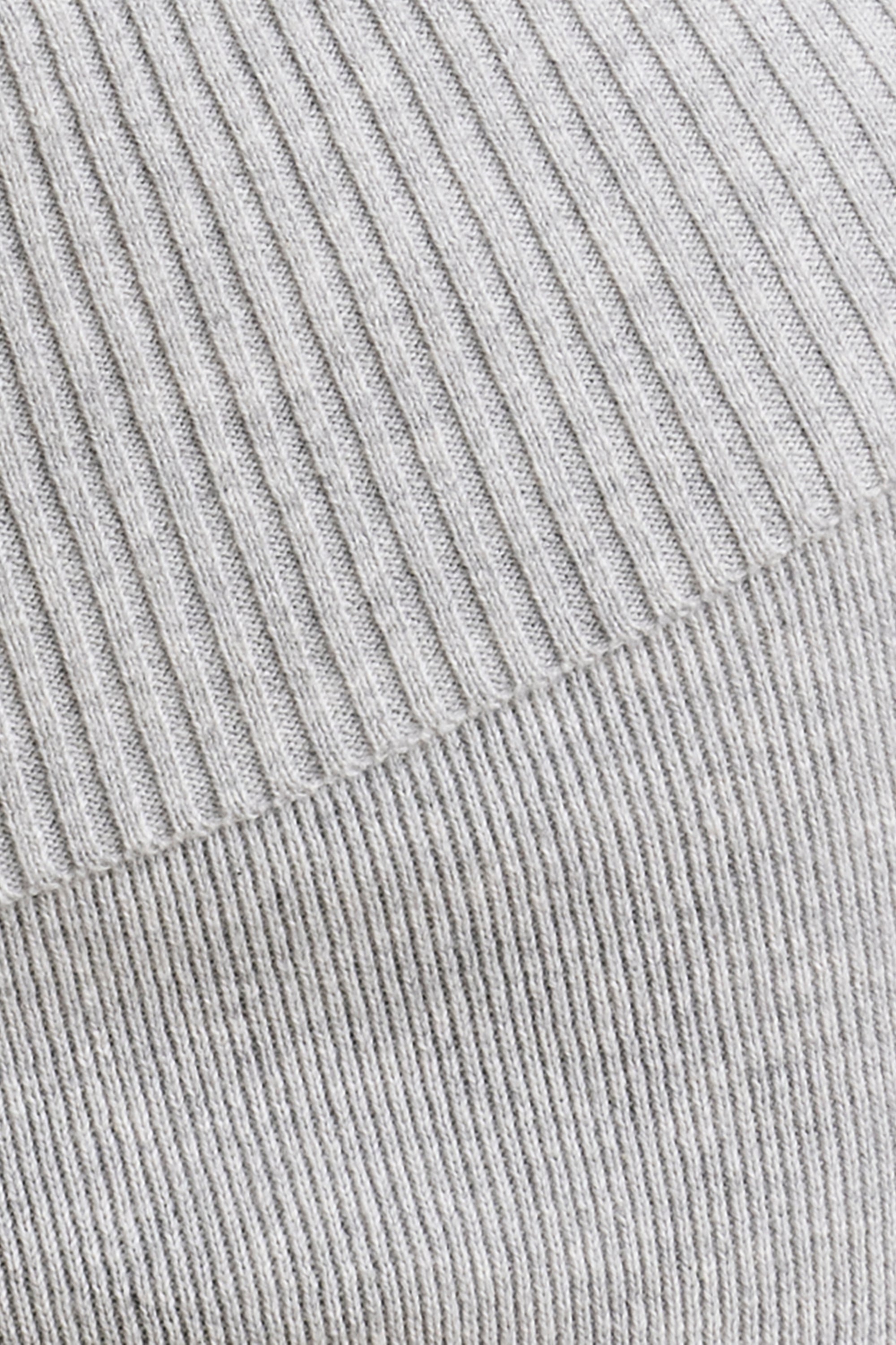 Fold Over Kick Flare Chunky Knit Trousers in Grey Marl
