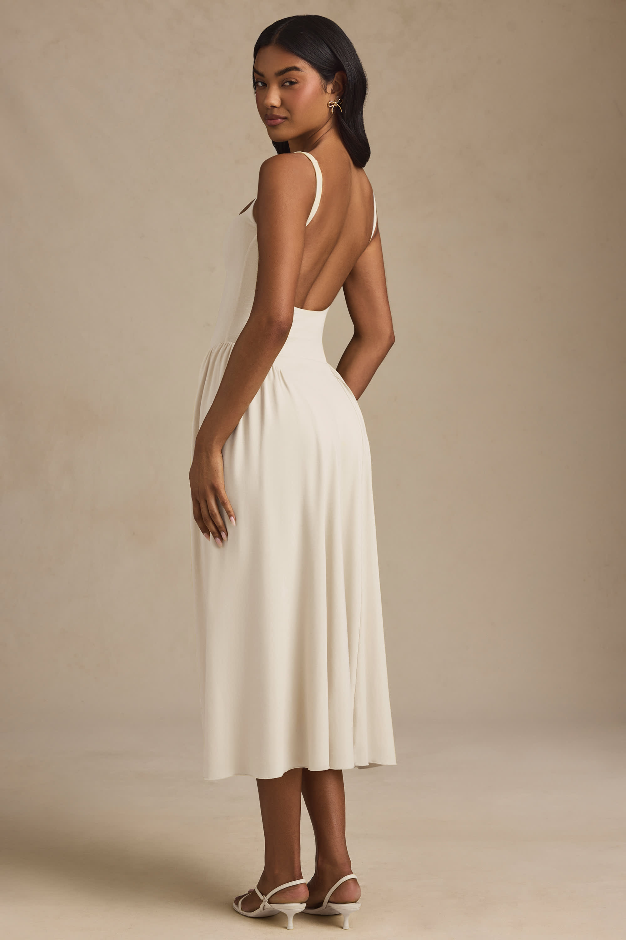 Aireen-Modal A-Line Midaxi Dress in Ivory