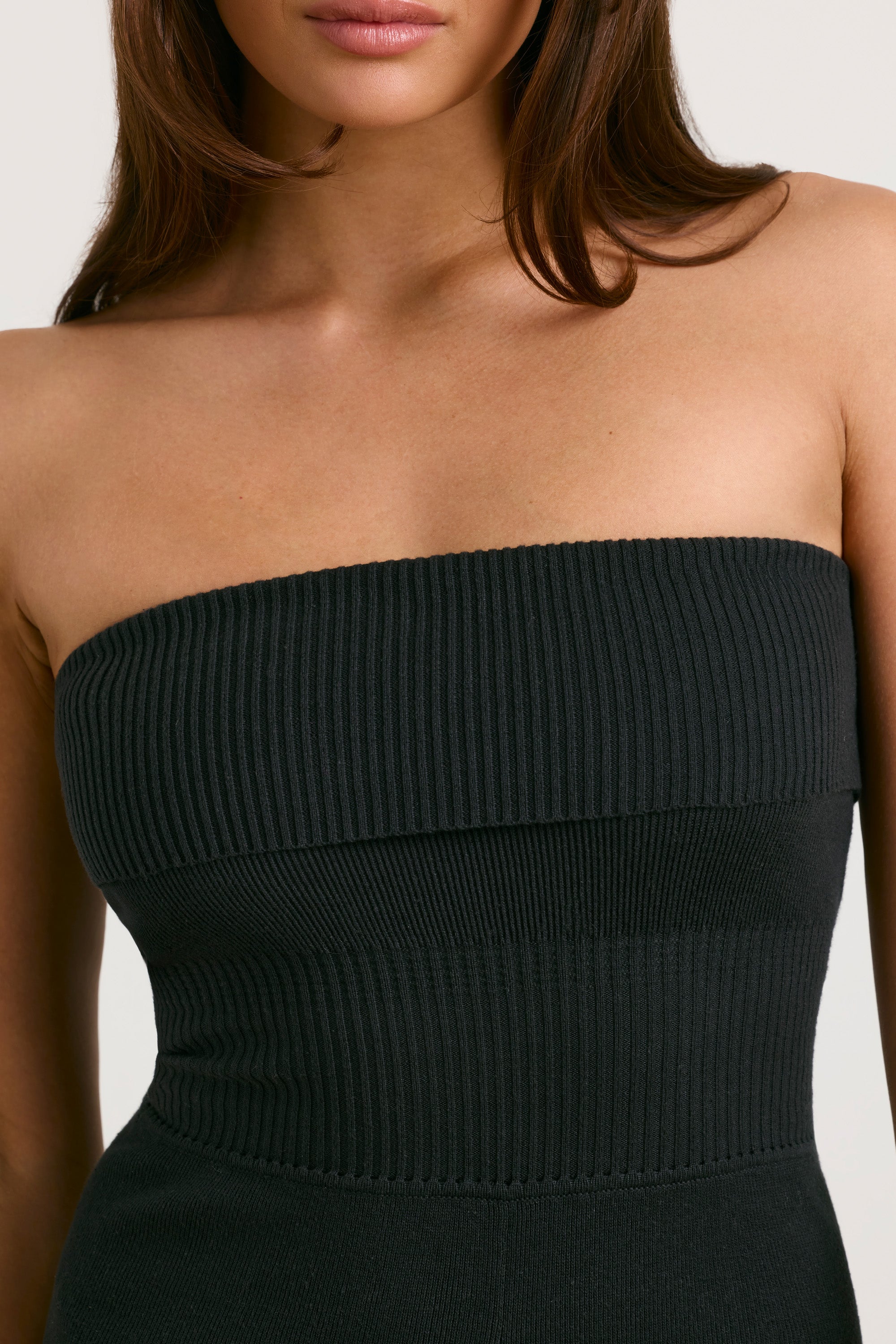 Chunky Knit Kick Flare Jumpsuit in Black