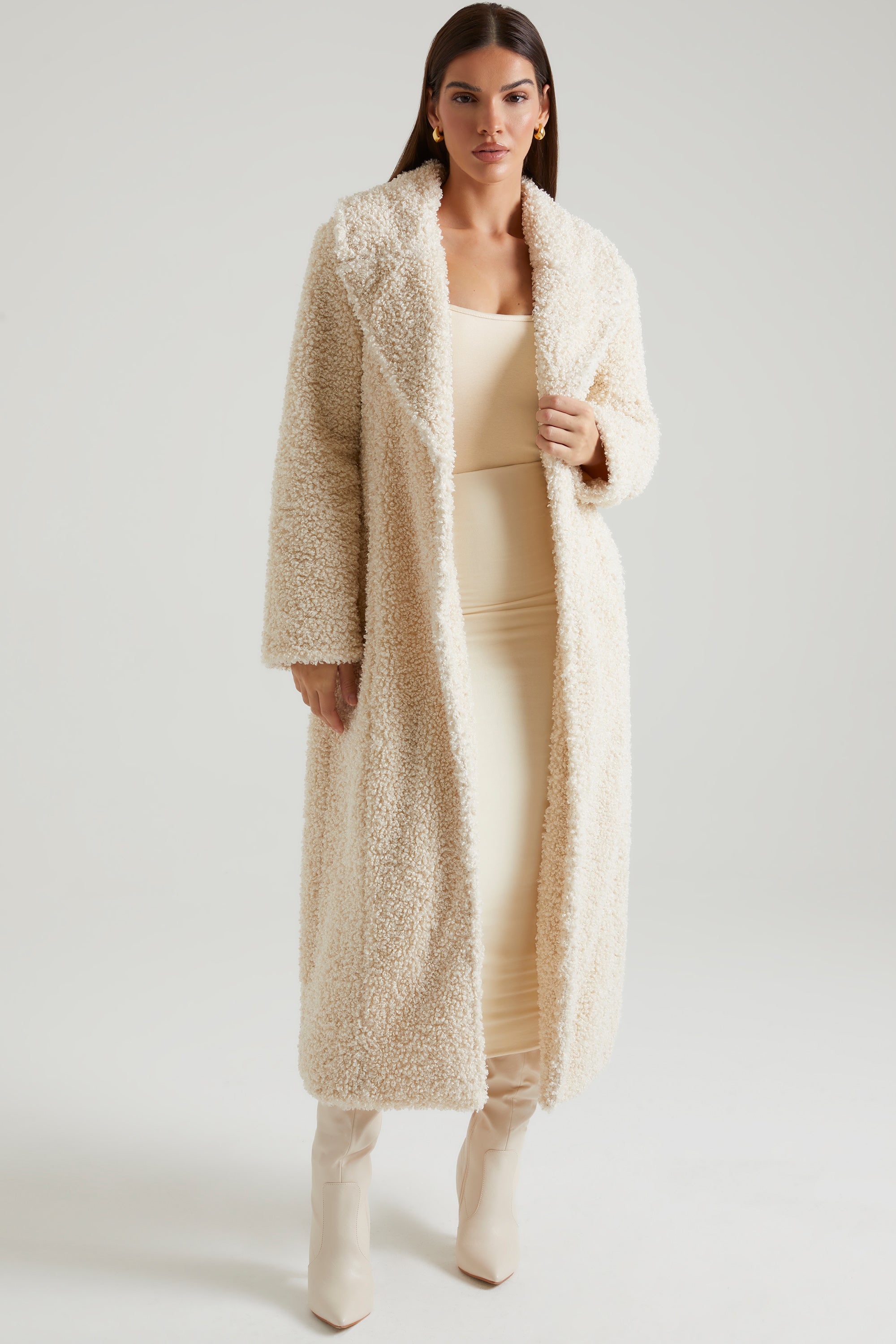 Alaska-Long Shearling Coat in Cream
