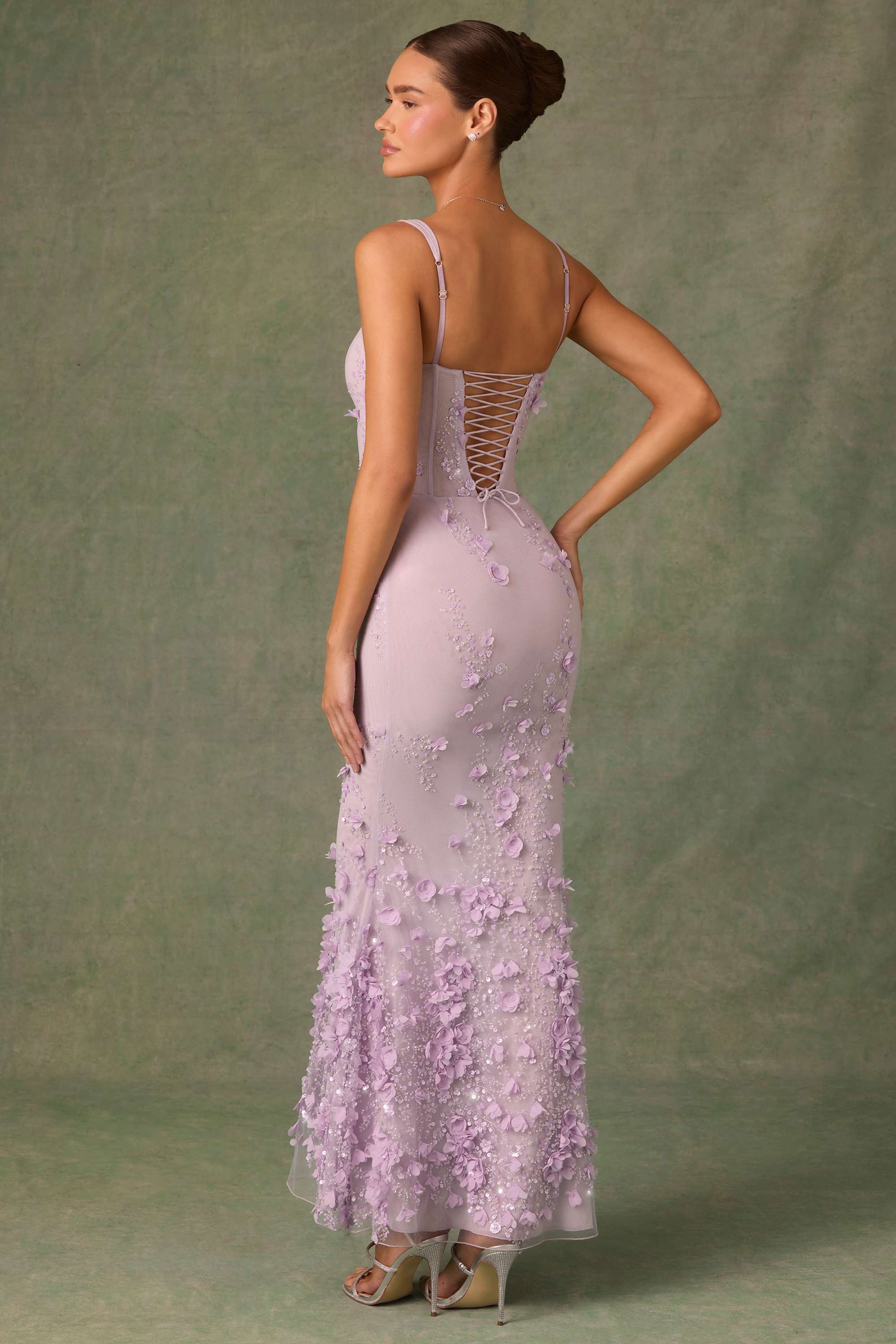 Vasanta-Embellished Fishtail Corset Gown in Lilac