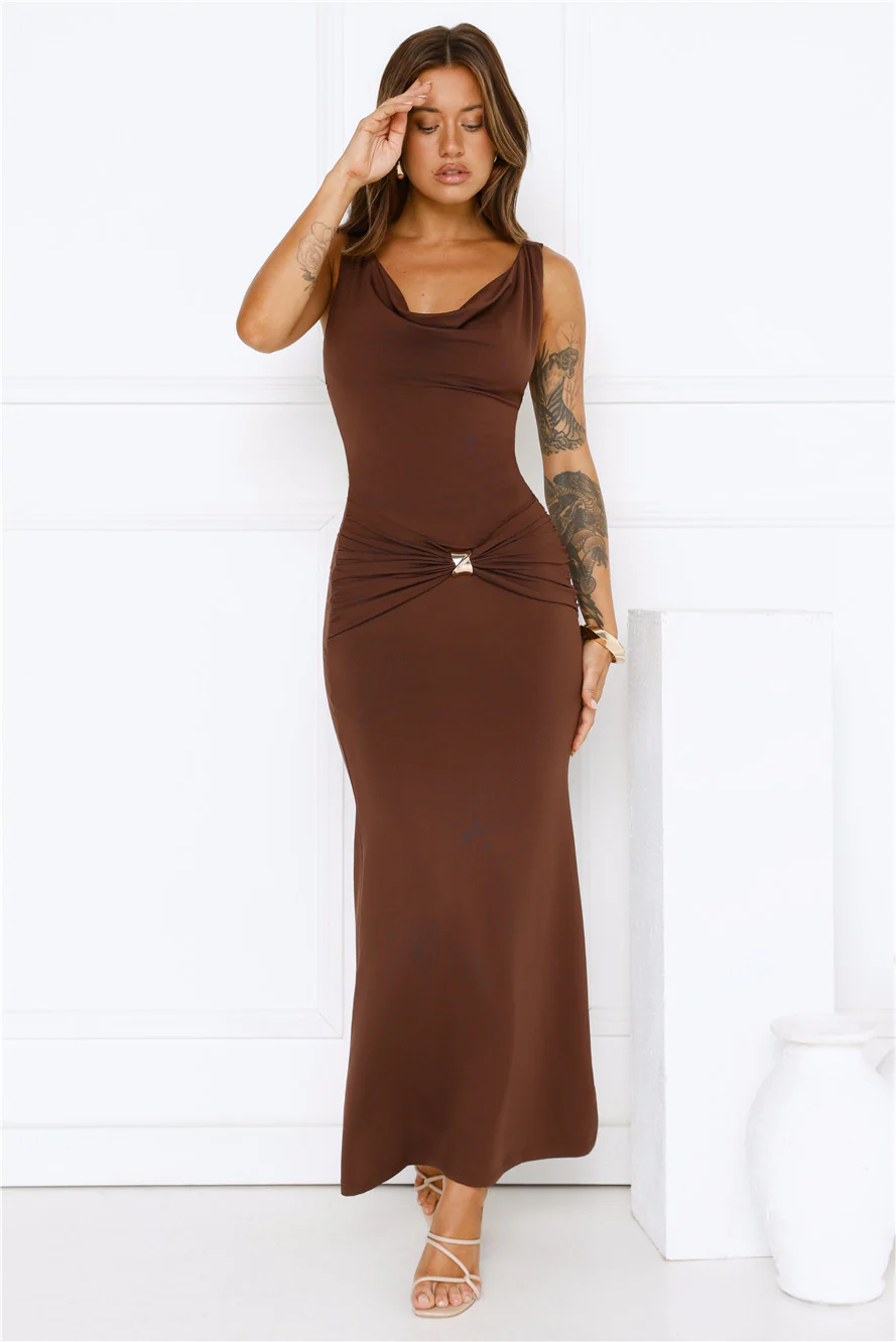 Rosé Routine Maxi Dress Brown