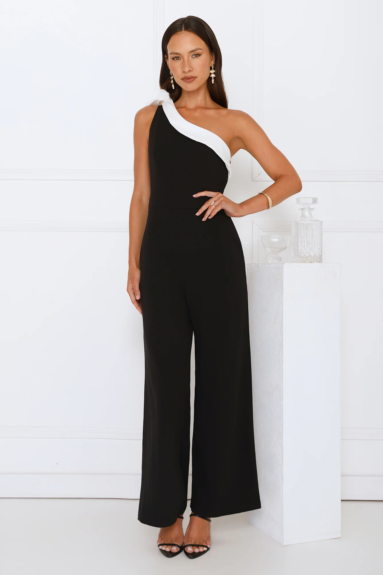 Power Pose One Shoulder Jumpsuit Black